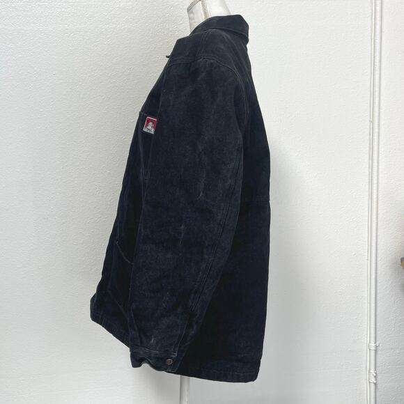 Vintage Ben Davis Mens Black Cotton Denim Warm Lined Work Chore Jacket Size L - Picture 3 of 16